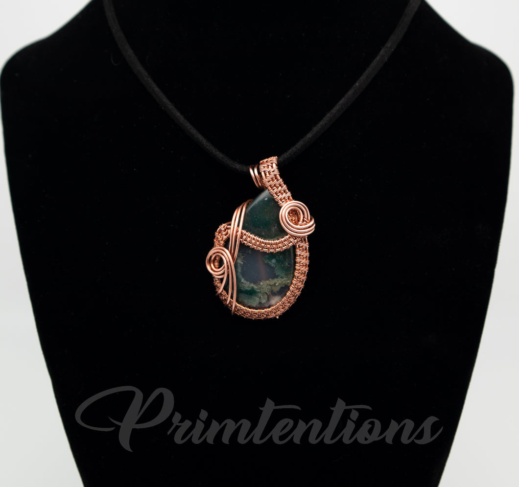 Wire Wrapped Moss Agate