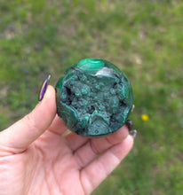 Load image into Gallery viewer, Malachite geode sphere
