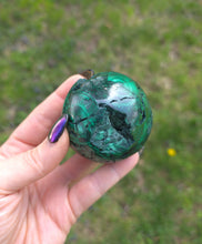 Load image into Gallery viewer, Malachite geode sphere
