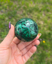 Load image into Gallery viewer, Malachite geode sphere
